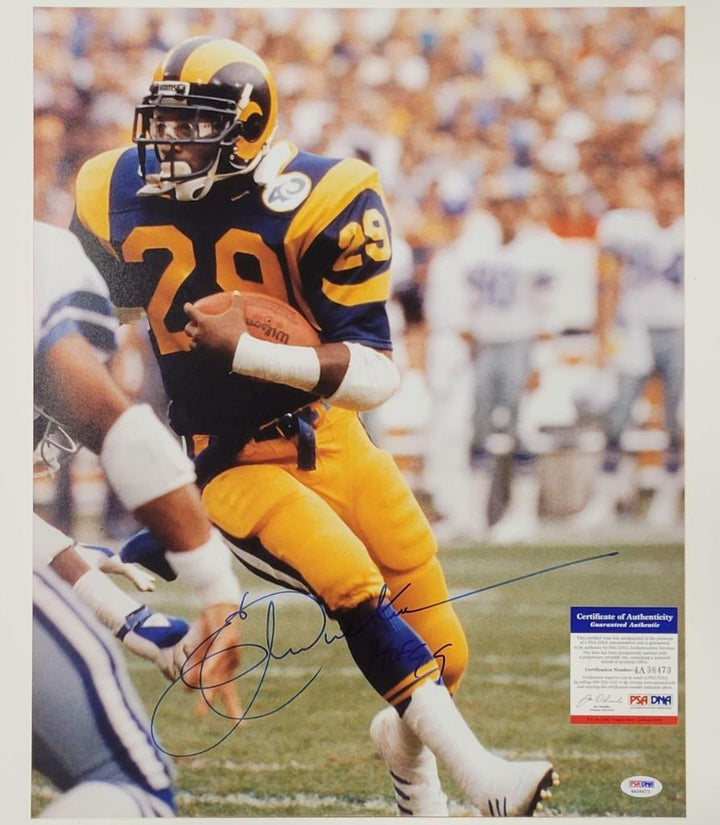 Eric Dickerson signed "HOF 99" 16x20 photo Rams ~ PSA/DNA COA