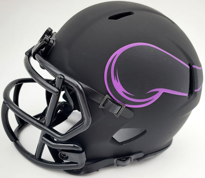 Rich Gannon Signed Minnesota Vikings Eclipse Black Speed Mini Helmet Beckett BAS