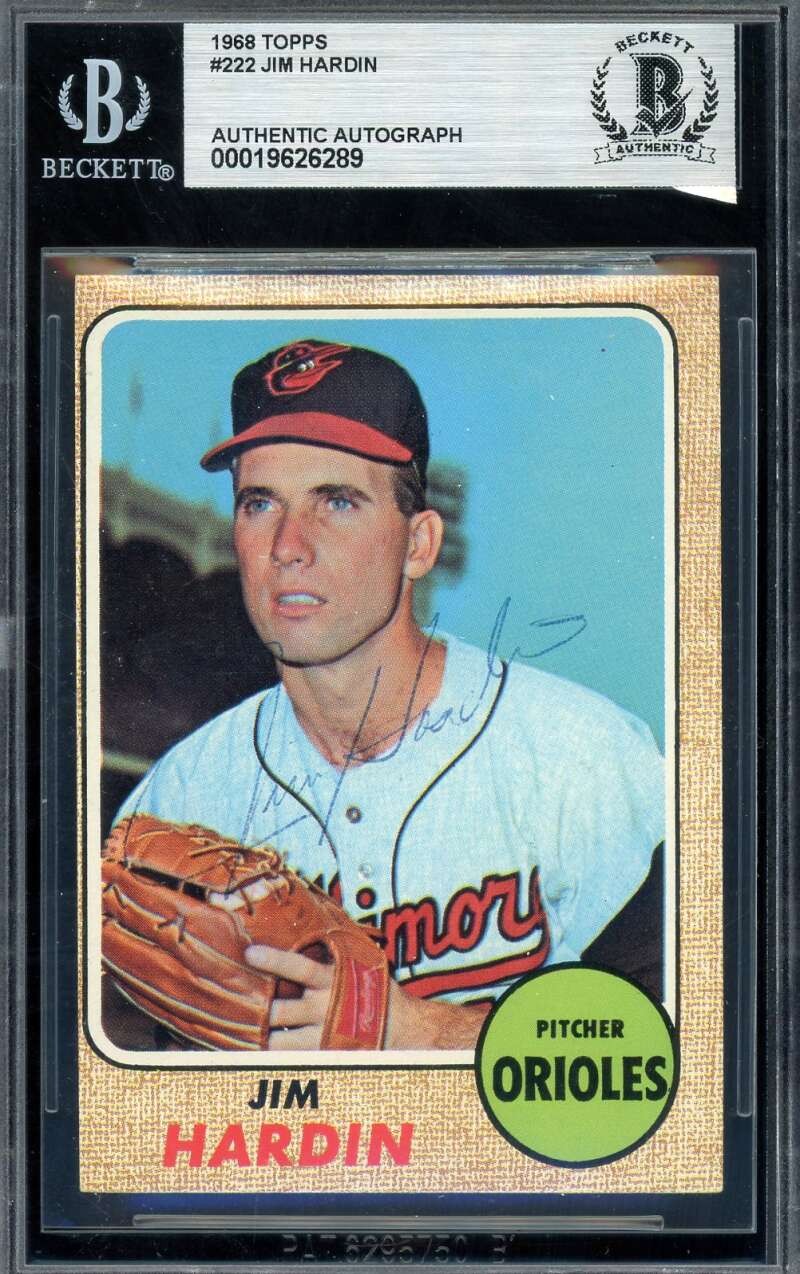 Jim Hardin Beckett BAS Signed 1968 Topps Autograph Orioles