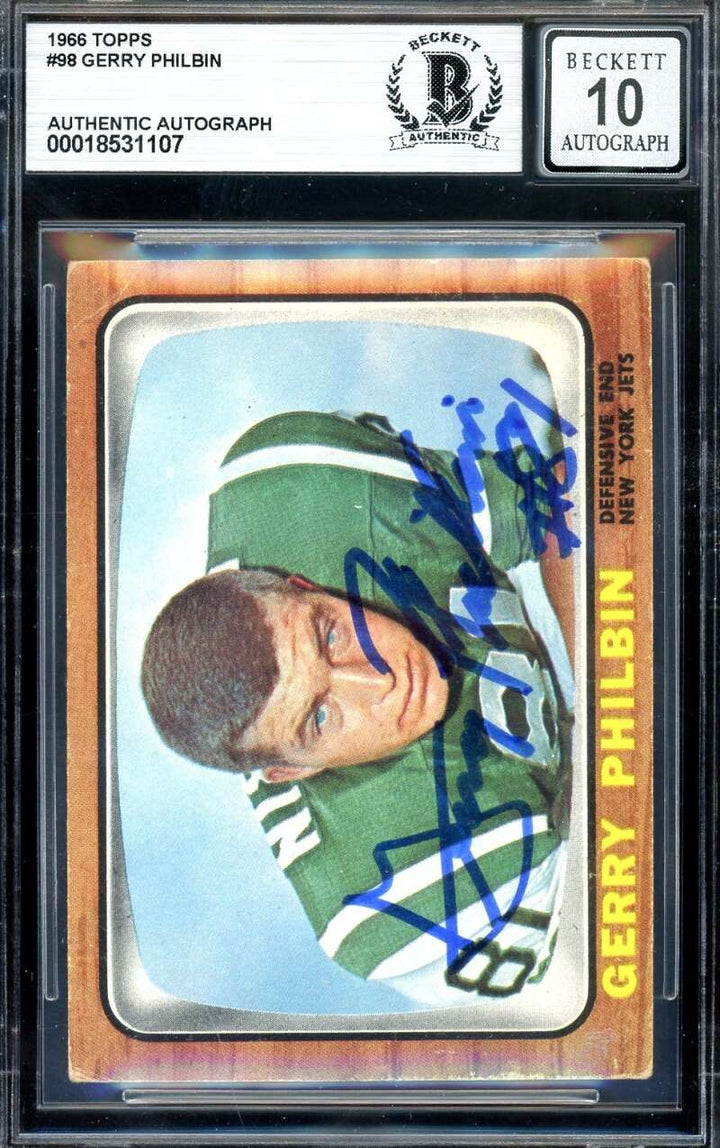 Gerry Philbin Gem Mint 10 Beckett BAS Signed 1966 Topps Autograph