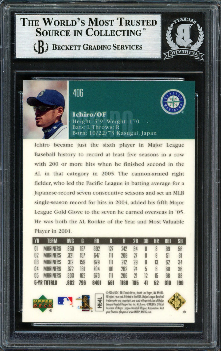 Ichiro Suzuki Signed 2006 Upper Deck F/X Special Green Card 406 #46/99 Beckett