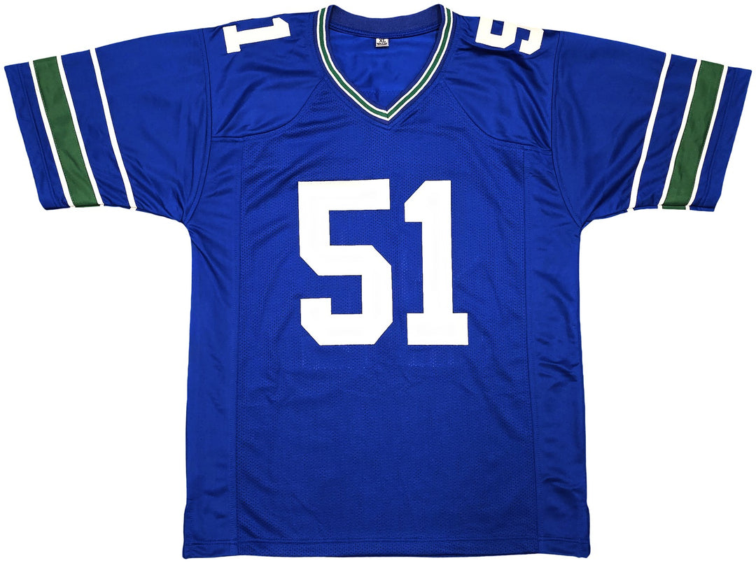 Seahawks Bruce Irvin Signed Blue Throwback Jersey "SB XLVIII Champs" MCS Holo