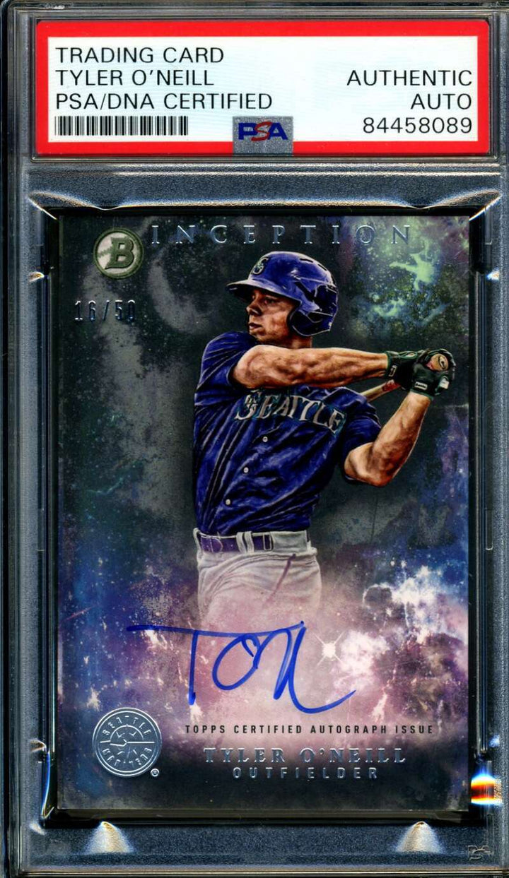 Tyler O`neill PSA DNA Coa Signed 2016 Topps Inception Rookie16/50 Autograph