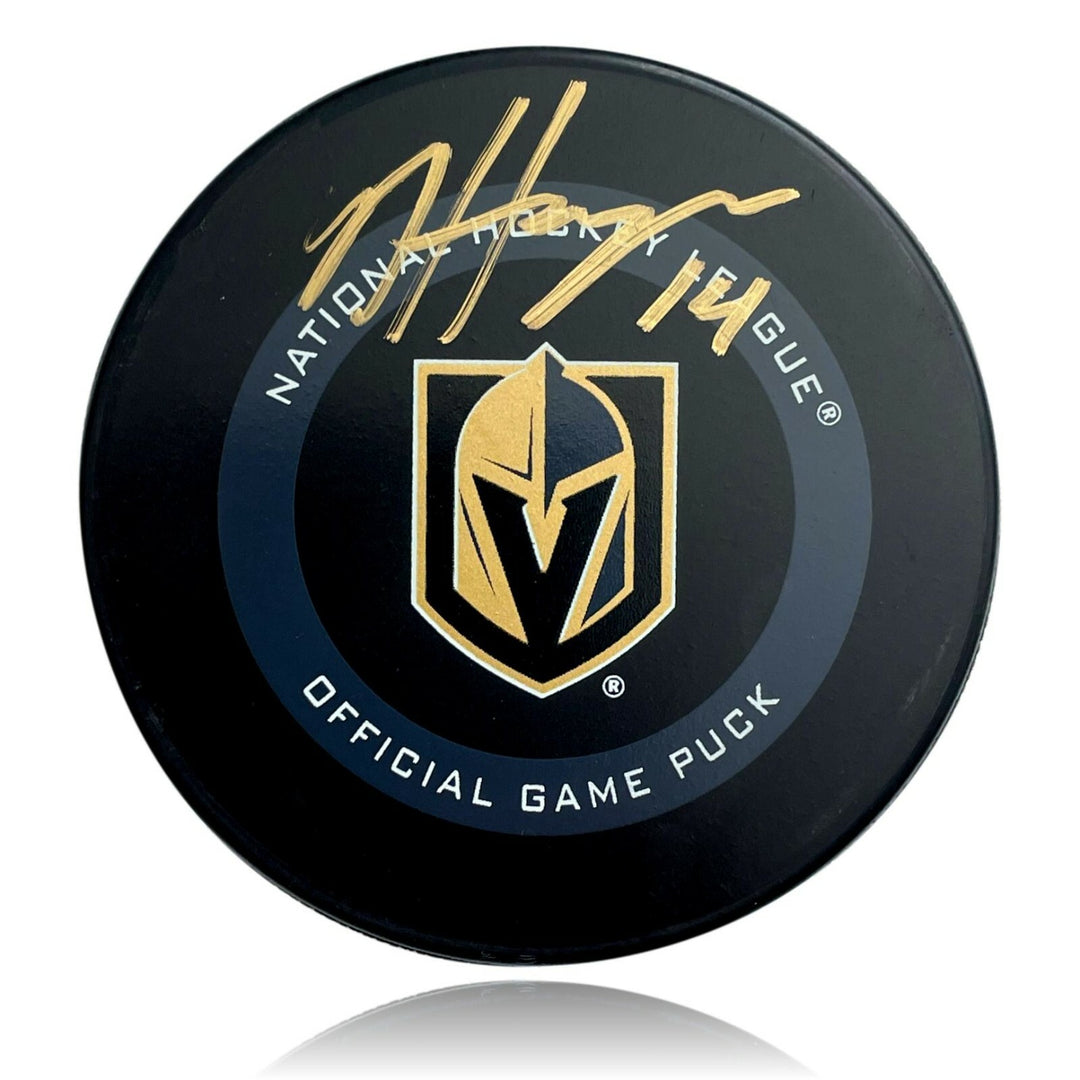 Nic Hague Autographed Vegas Golden Knights Official Puck COA Inscriptagraphs VGK