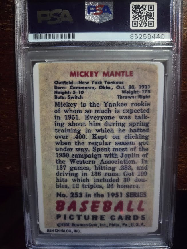 Mickey Mantle Gem Mint 10 PSA DNA Signed 1951 Bowman Porcelain Rookie Autograph