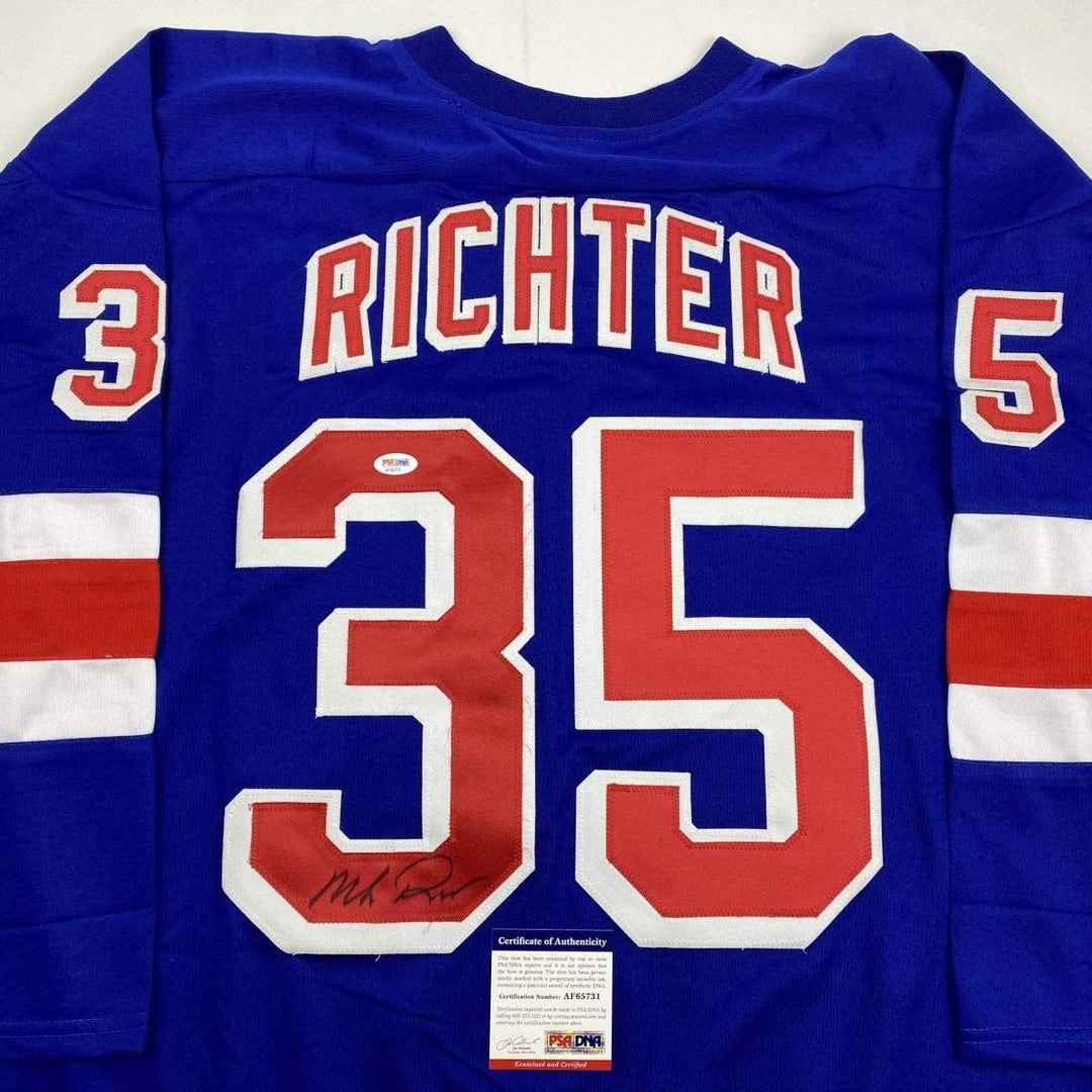 Autographed/Signed MIKE RICHTER New York Blue Jersey PSA/DNA COA Auto
