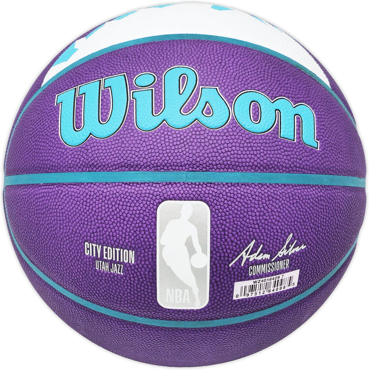 John Stockton Signed Purple City Edition Basketball Jazz Mountains Beckett Wit