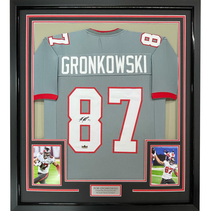 Framed Facsimile Autographed Rob Gronk Gronkowski 33x42 Grey Reprint Laser Auto