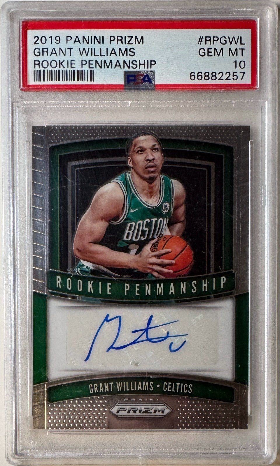 Grant Williams signed 2019 Panini Prizm Rookie Penmanship Card #RPHWL- PSA 10