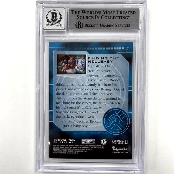Guillermo Del Toro signed 2004 Hellboy Hellbaby #17 card (B) Beckett BAS Auto 10