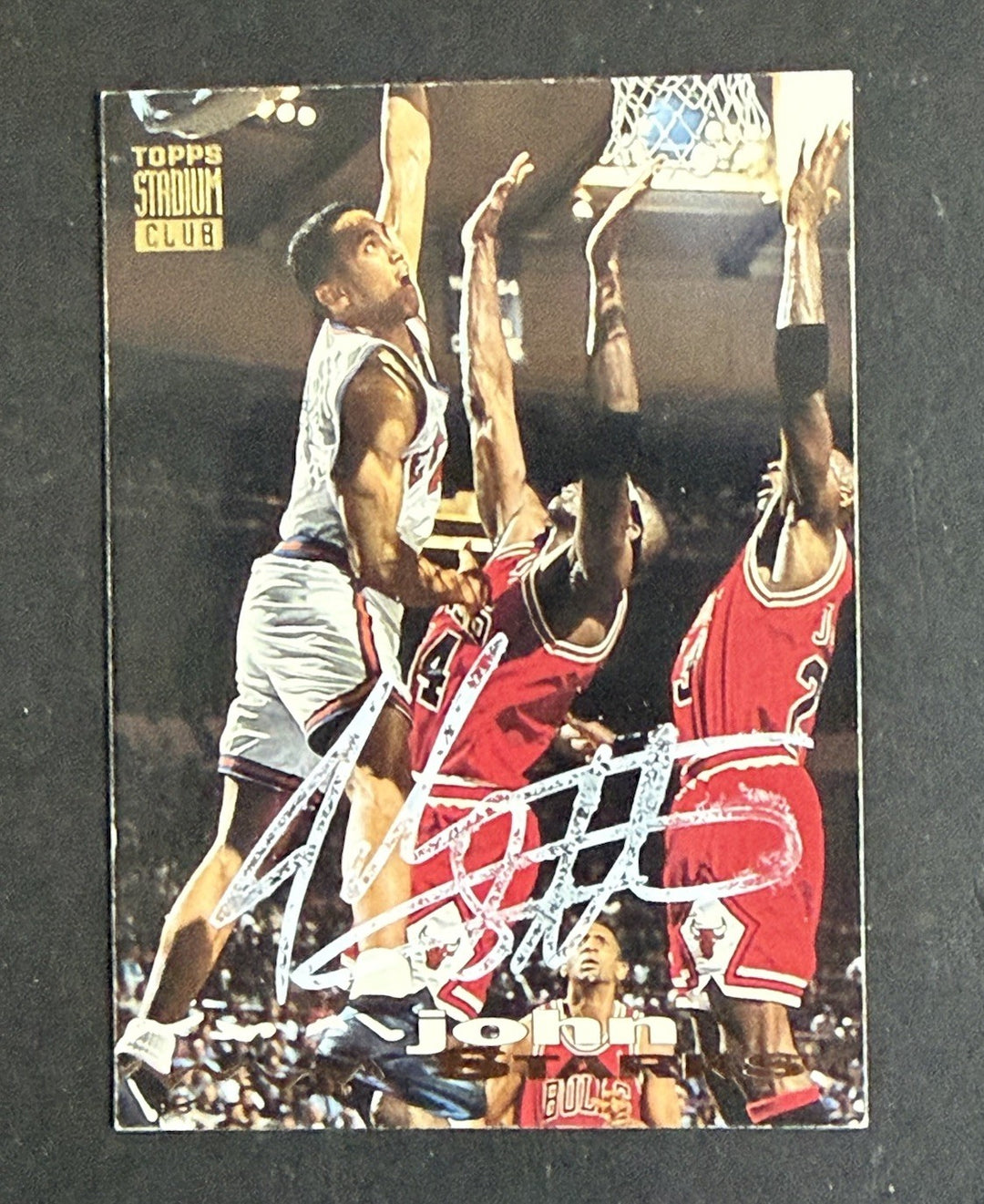 JOHN STARKS Ny Knicks Signed 1994 /95 Topps Stadium The Dunk Auto Steiner Coa