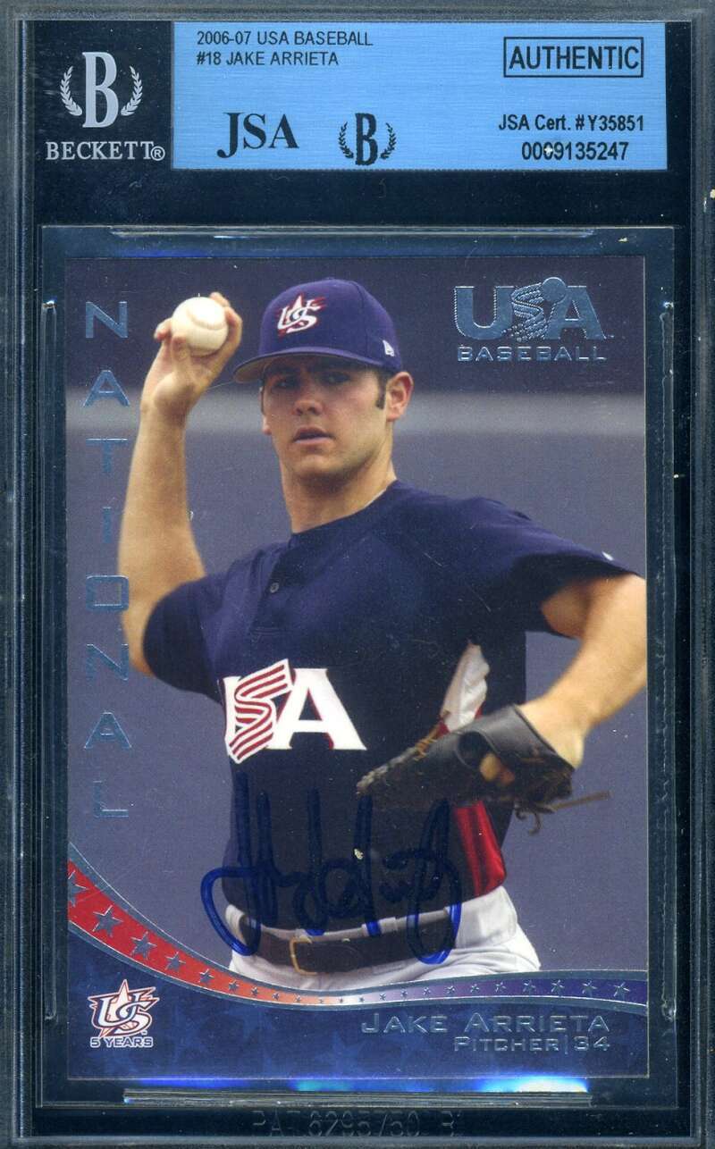 Jake Arrieta Beckett JSA Signed 2006-07 USA Baseball Rookie Autograph