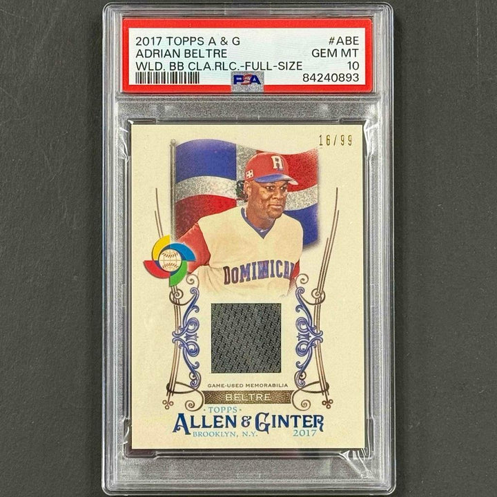 2017 Allen Ginter HOF Adrian Beltre WBC game-used Jersey relic /99 PSA 10 pop. 2