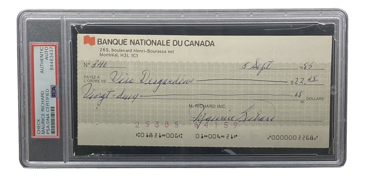 Maurice Richard Signed Montreal Canadiens  Bank Check #340 PSA/DNA
