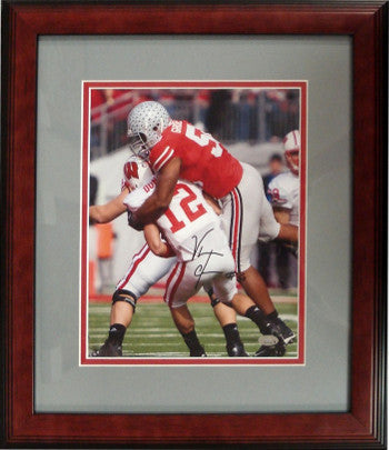 Vernon Gholston signed Ohio State Buckeyes 8x10 Photo Custom Framed- SI Hologram