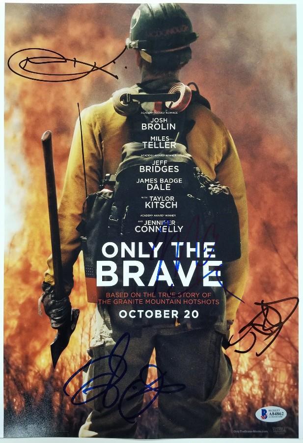ONLY THE BRAVE Cast (4) Signed 11x14 Photo Dale Teller Kitsch~ Beckett BAS COA