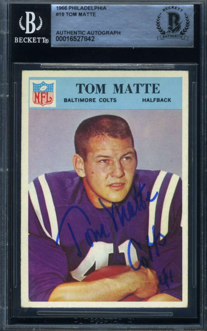 Tom Matte Beckett BAS Signed 1966 Philadelphia Autograph