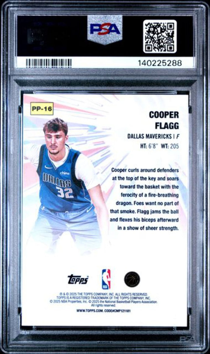 Graded 2025 Topps Cooper Flagg #PP16 Power Players Holo Foil Rookie Card PSA 10