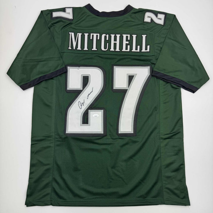 Autographed/Signed Quinyon Mitchell Philadelphia Green Jersey JSA COA