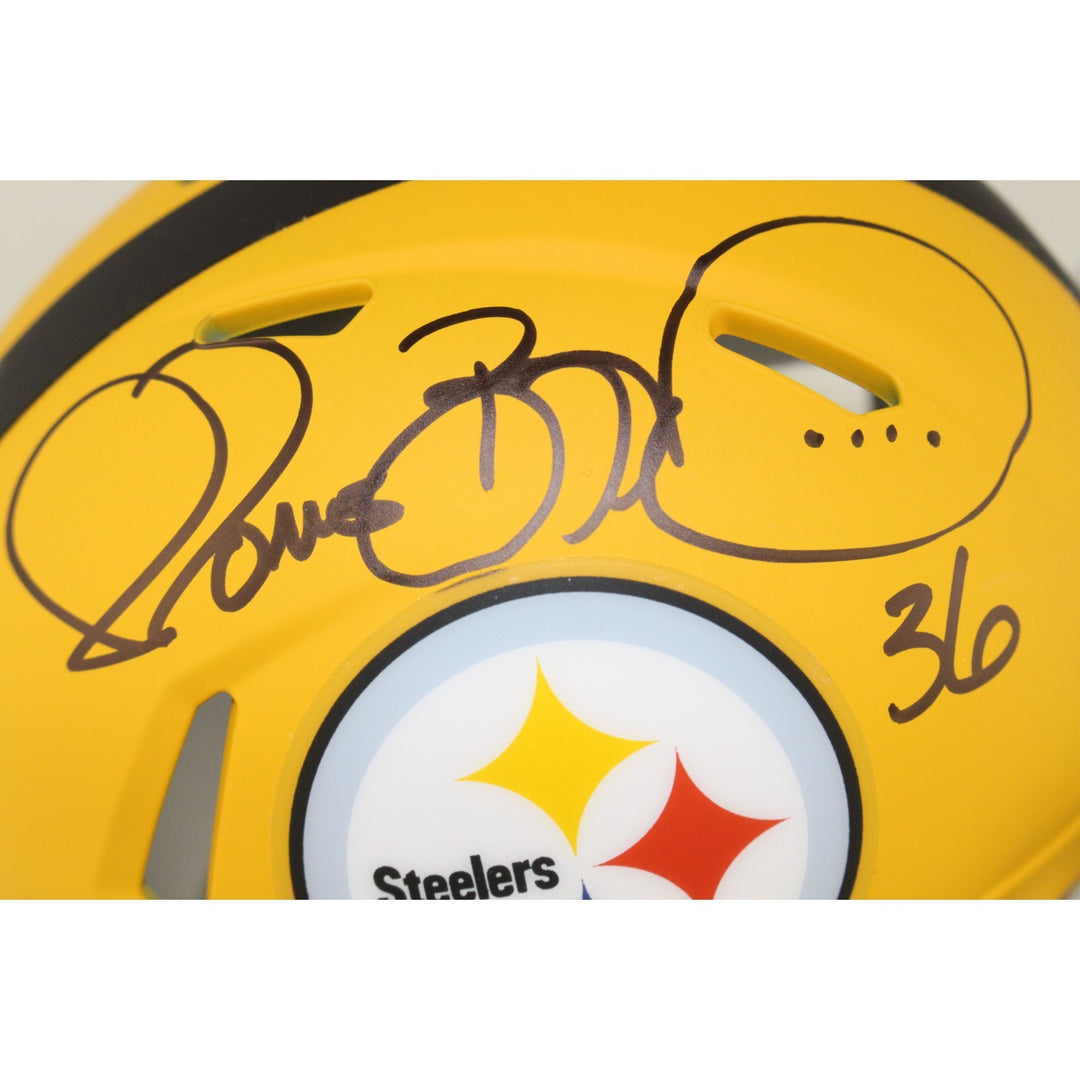 Jerome Bettis Autographed Pittsburgh Steelers 25 Alt Mini Helmet Beckett 54084