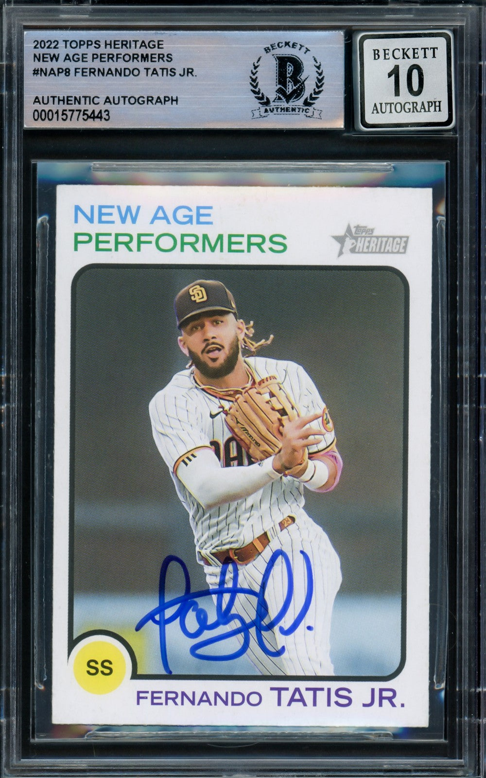 Fernando Tatis Jr Auto 2022 Topps Heritage New Age Performers Card NAP-8 Sig 10