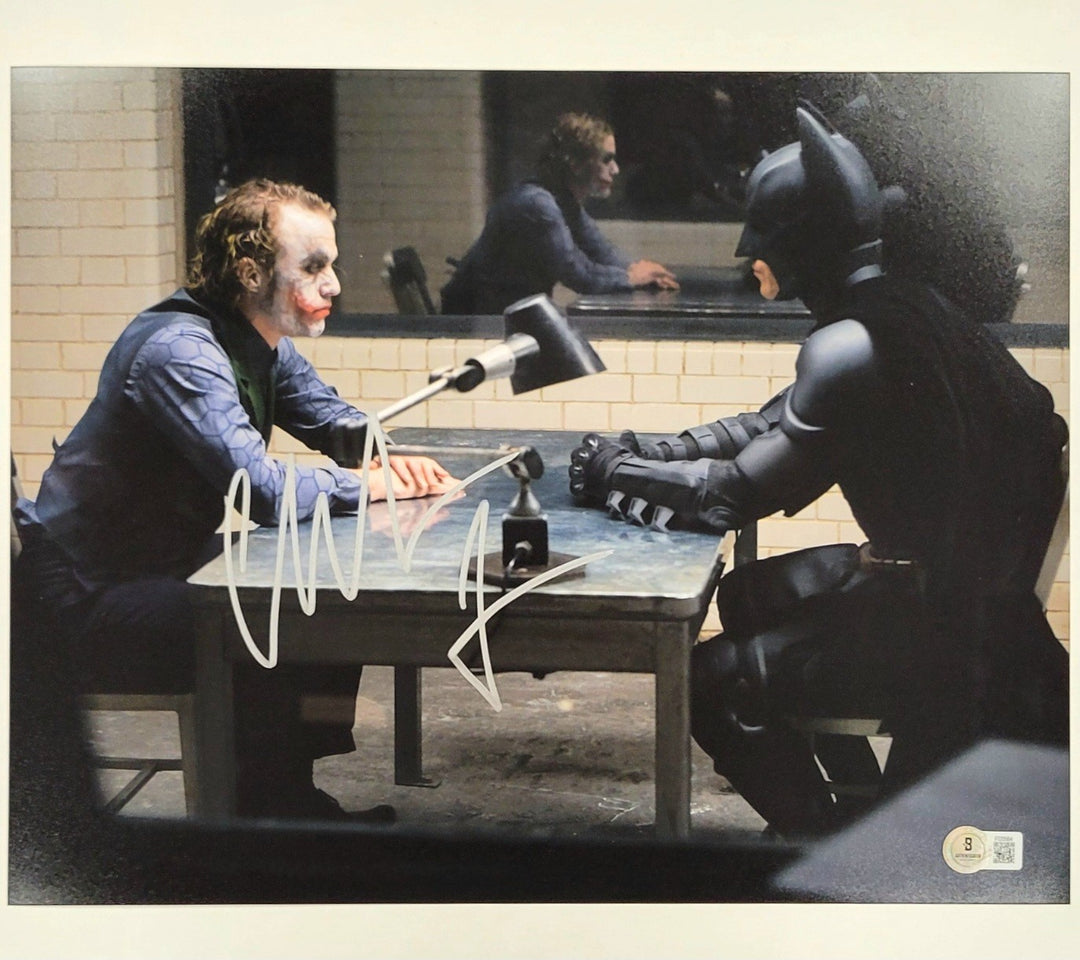 Christian Bale signed Batman Joker The Dark Knight 11x14 photo auto BAS Beckett