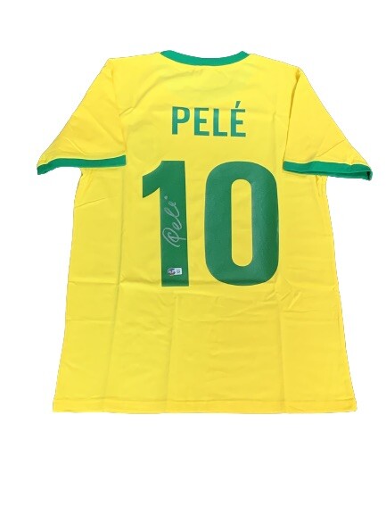 Pele Signed CBD Brazil World Cup Soccer Jersey #10 Autograph Beckett Bas COA
