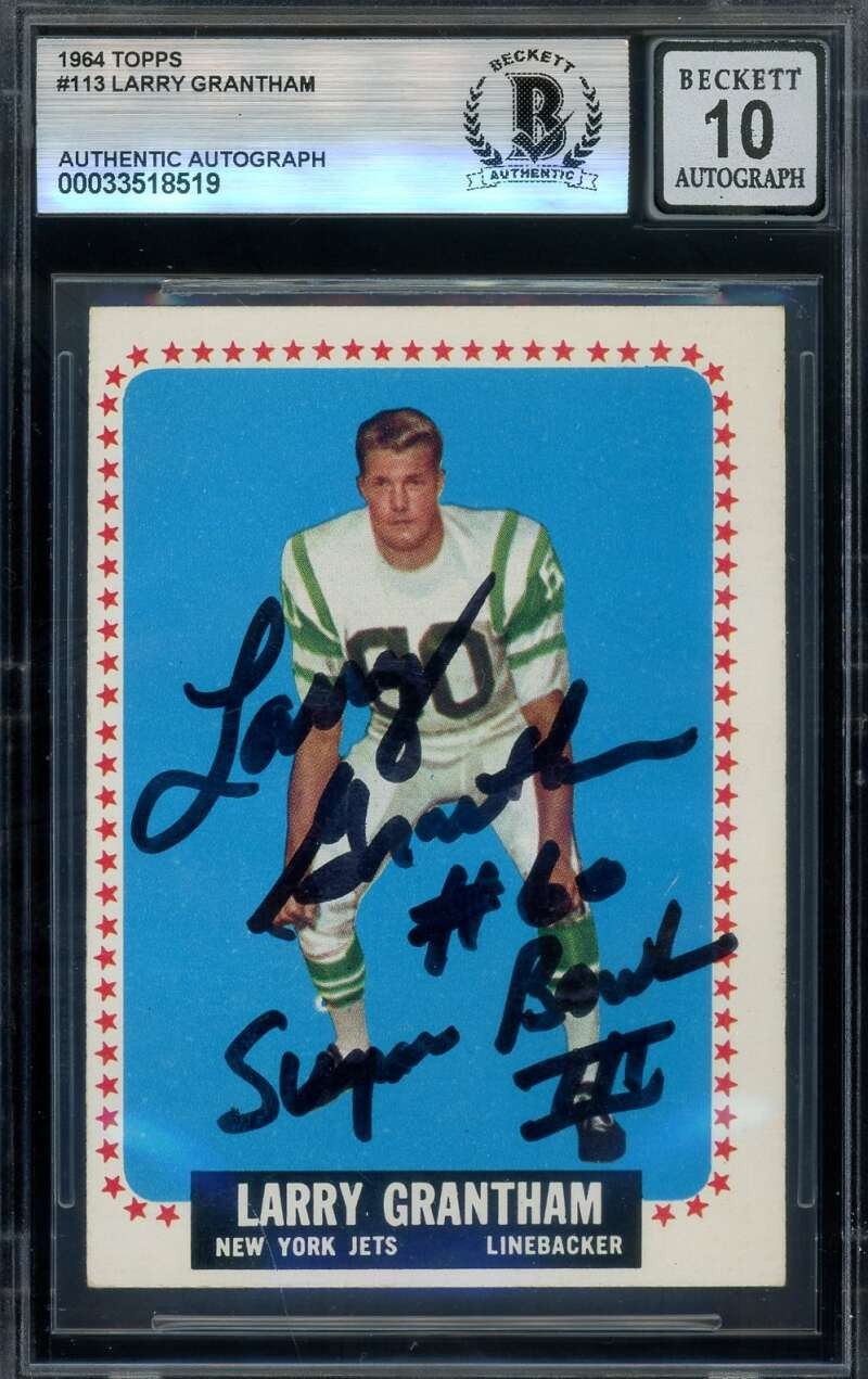 Larry Grantham Gem Mint 10 Beckett BAS Signed 1964 Topps Autograph
