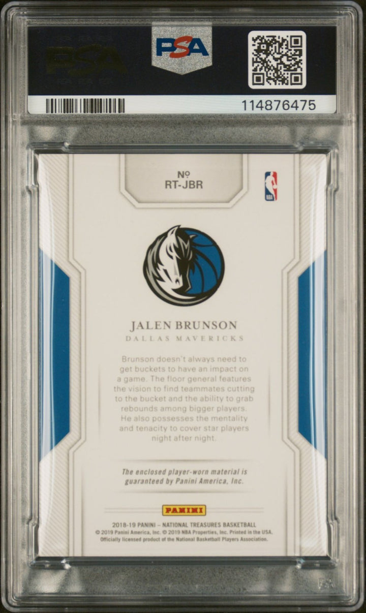 JALEN BRUNSON SIGNED 2018 PANINI NATIONAL TREASURES ROOKIE PATCH RC /25 PSA AUTO