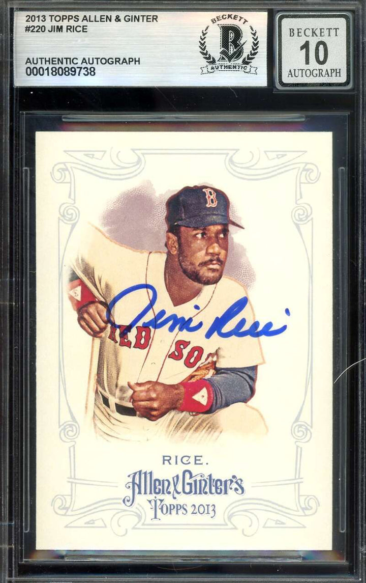 Jim Rice Gem Mint 10 Beckett BAS Signed 2013 Topps Allen & Ginter Autograph