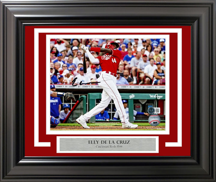 Elly De La Cruz Signed Framed 8x10 Photo Cincinnati Reds HR Swing Beckett BAS QR