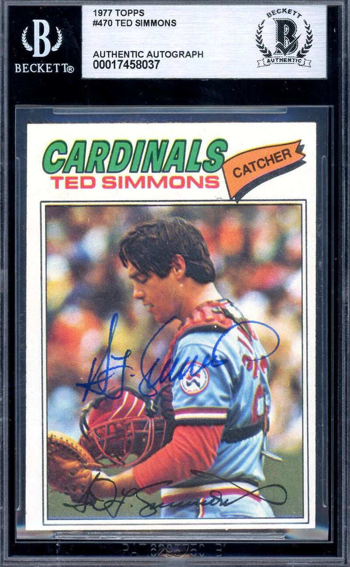 Ted Simmons Beckett BAS Signed 1977 Topps Autographed