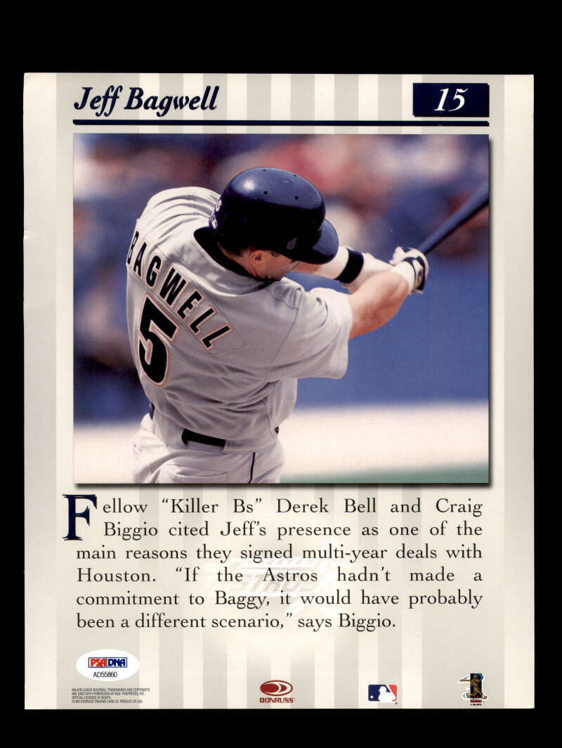 Jeff Bagwell PSA DNA Signed  8x10 Photograph Autograph Astros