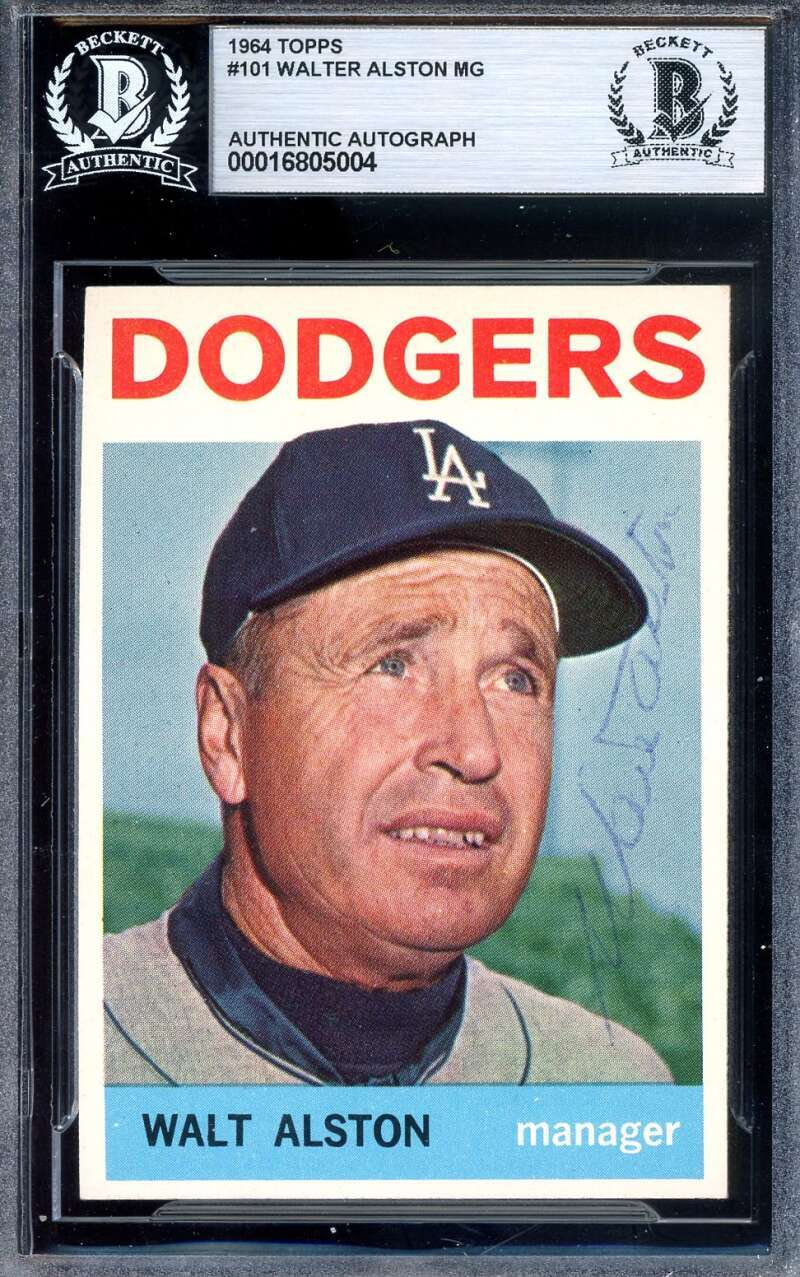 Walter Alston Beckett BAS Signed 1964 Topps Autograph