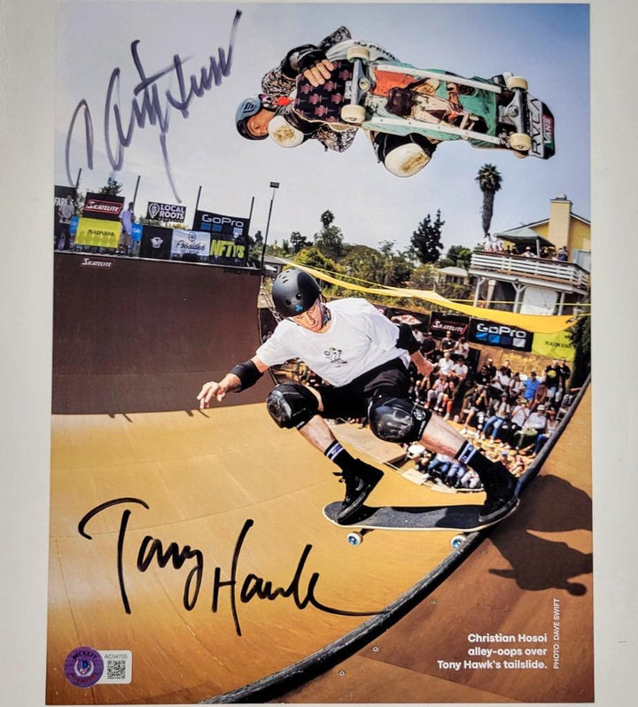 Tony Hawk & Christian Hosoi signed 8.5x11 Photo autograph ~ Beckett BAS Holo