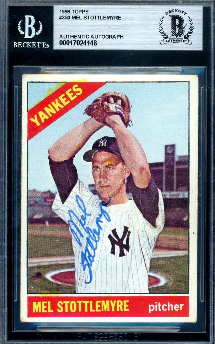 Mel Stottlemyre Beckett BAS Signed 1966 Topps Autograph
