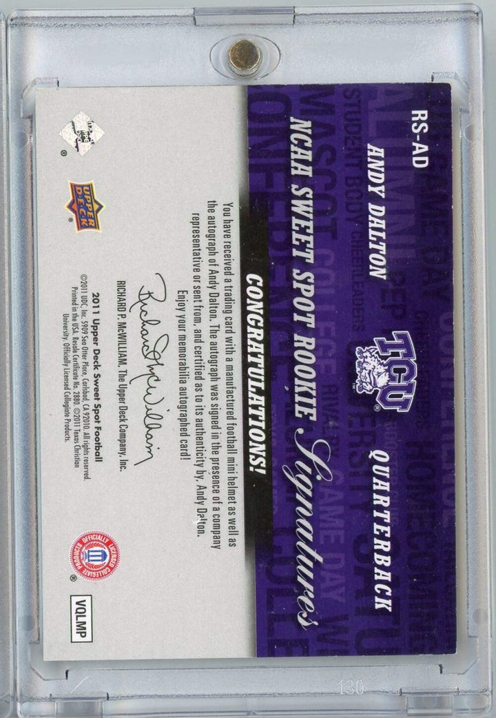 2011 Upper Deck Sweet Spot Football Andy Dalton #RSAD /75 Autograph RC Card