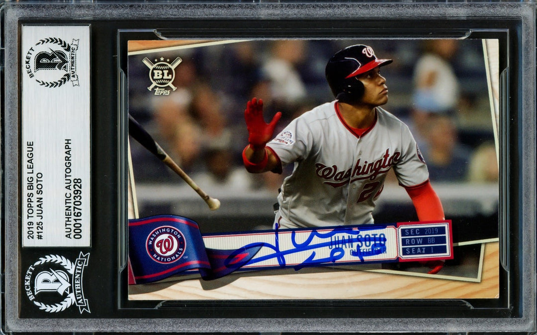 Juan Soto Signed 2019 Topps Big League Card 125 New York Mets Beckett