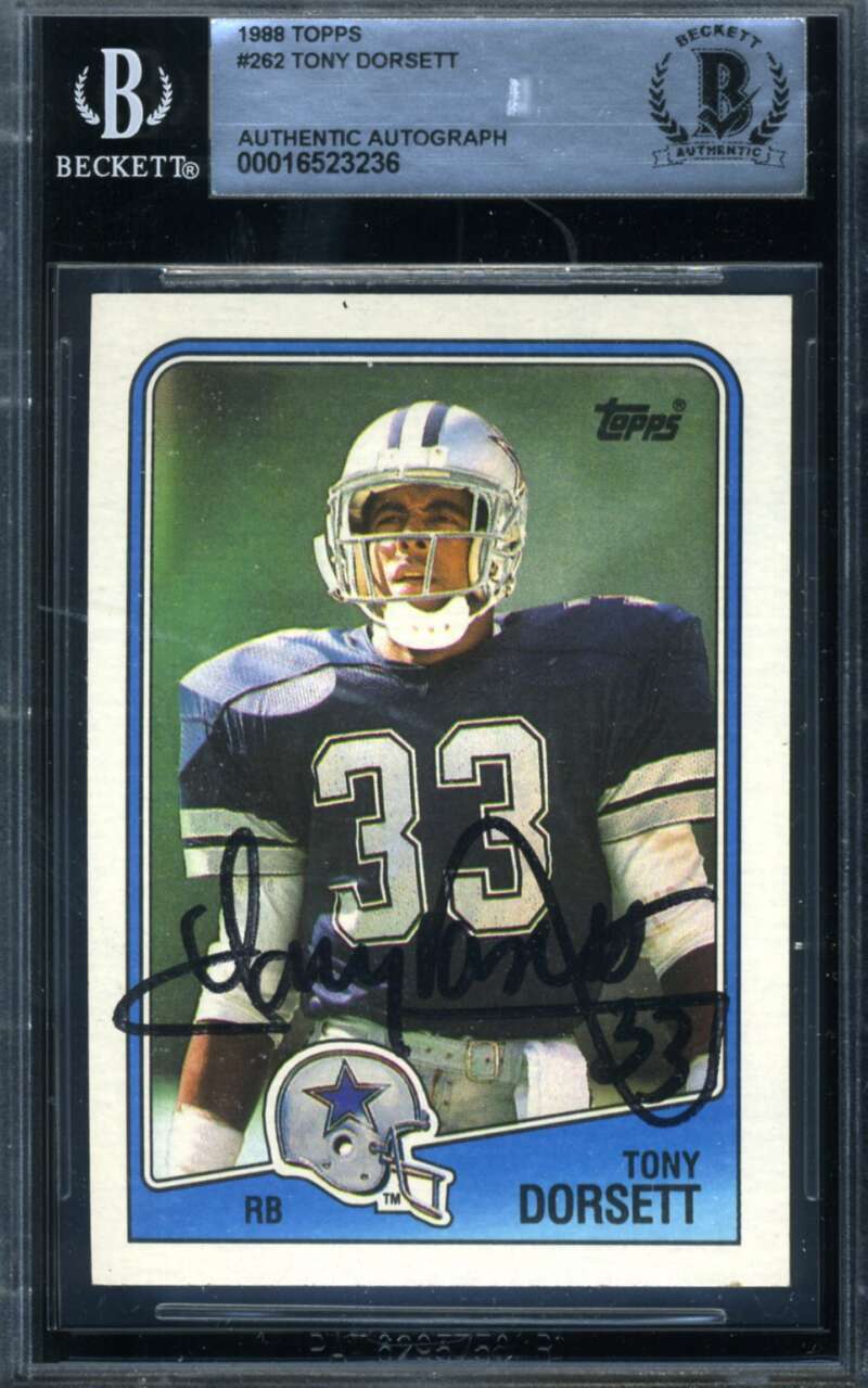 Tony Dorsett Beckett BAS Signed 1988 Topps Autograph