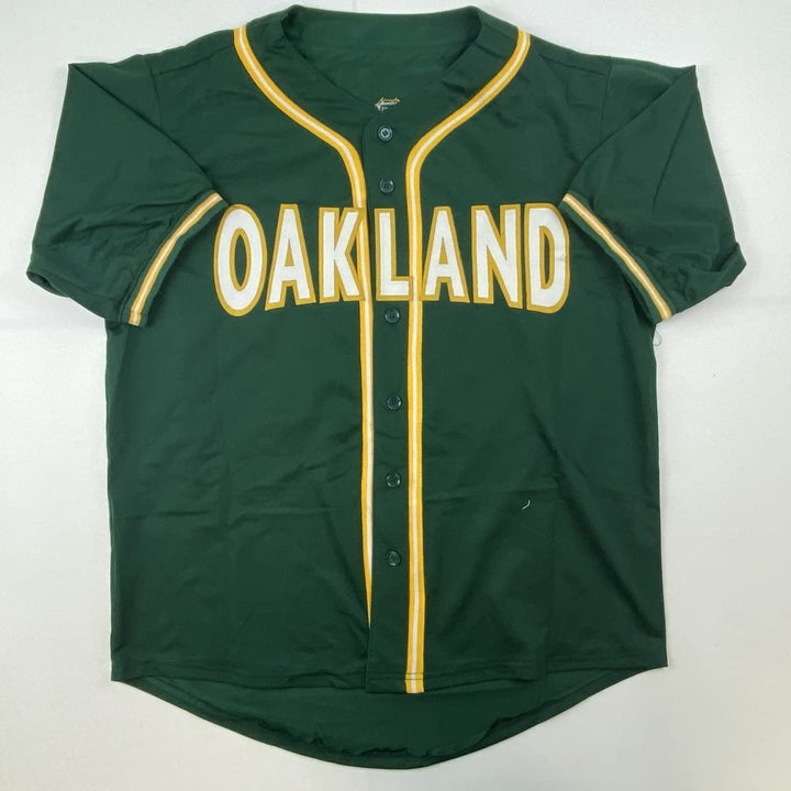 Autographed/Signed ROLLIE FINGERS Oakland Green Jersey JSA COA Auto