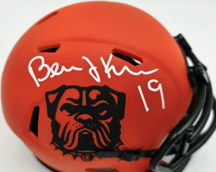Bernie Kosar Signed Cleveland Browns Rave Orange Speed Mini Helmet JSA Witness
