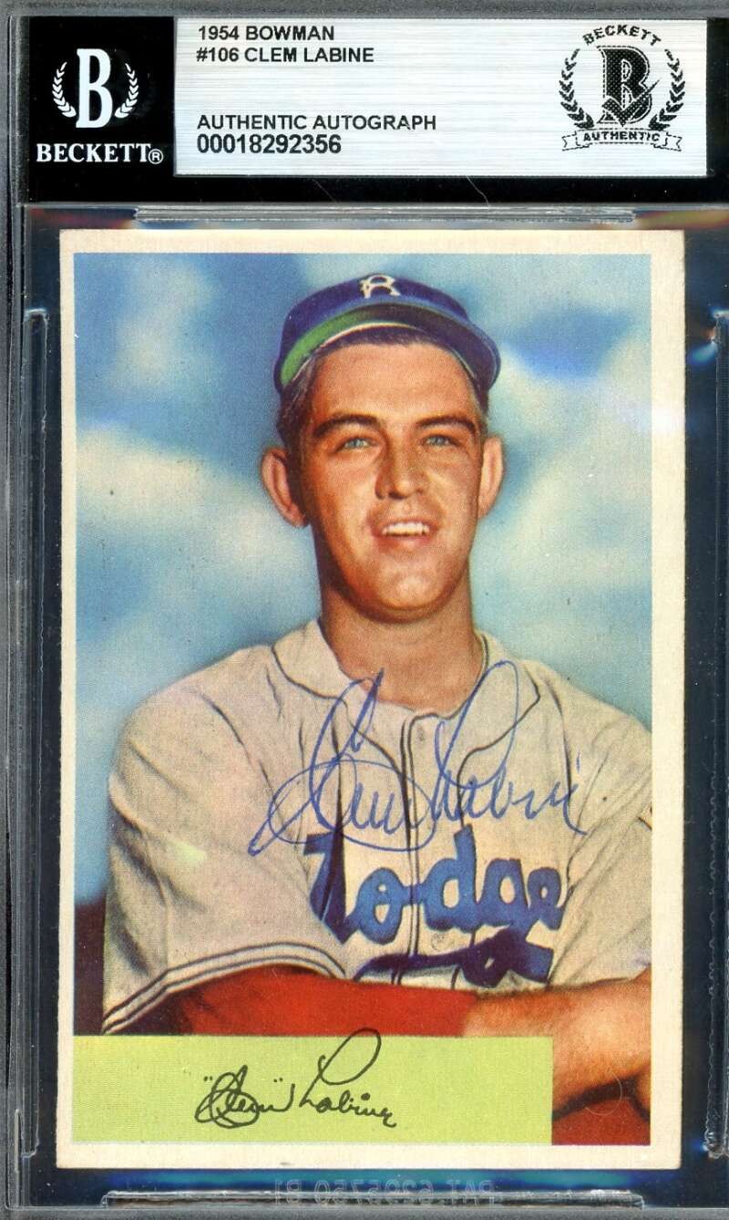 Clem Labine Beckett BAS Autograph 1954 Bowman Signed