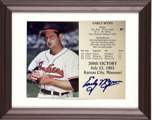 Early Wynn signed Cleveland MLB 300th Victory 8x10 Photo/Card Framed- COA/Ticket