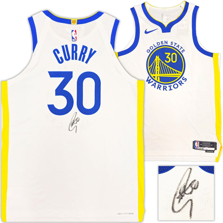Warriors Stephen Curry Auto White Nike Authentic Association Jersey Sz 48 JSA