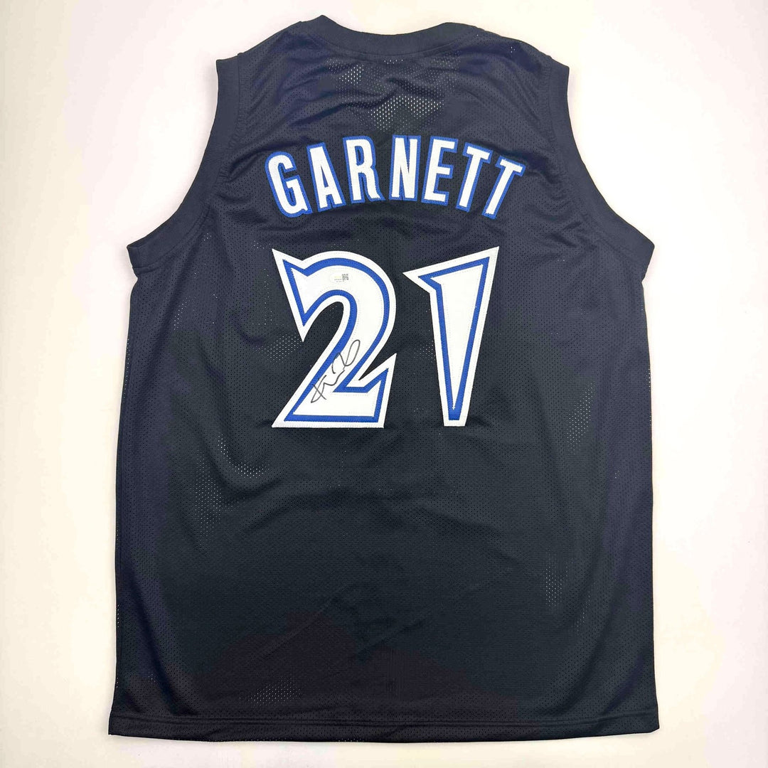 Autographed/Signed Kevin Garnett Minnesota Black Jersey Beckett COA