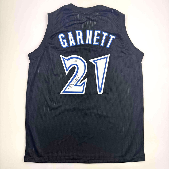 Autographed/Signed Kevin Garnett Minnesota Black Jersey Beckett COA