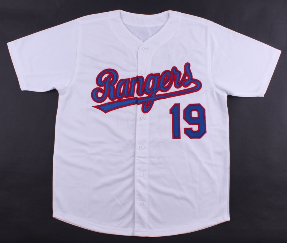JUAN GONZALEZ SIGNED TEXAS RANGERS JERSEY w/JSA WITNESSED COA INDIANS TIGERS KCR