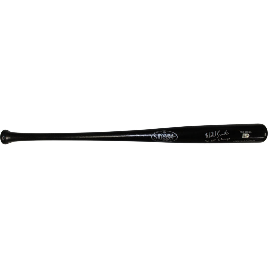 Will Smith Autographed Los Angeles Dodgers Black Bat 3x WS Champs MLB 56567