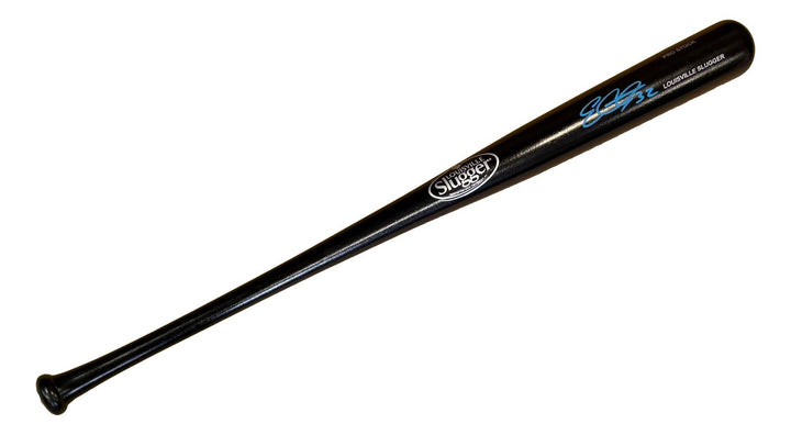 Evan Carter Texas Rangers Signed Black Louisville Slugger Bat BAS
