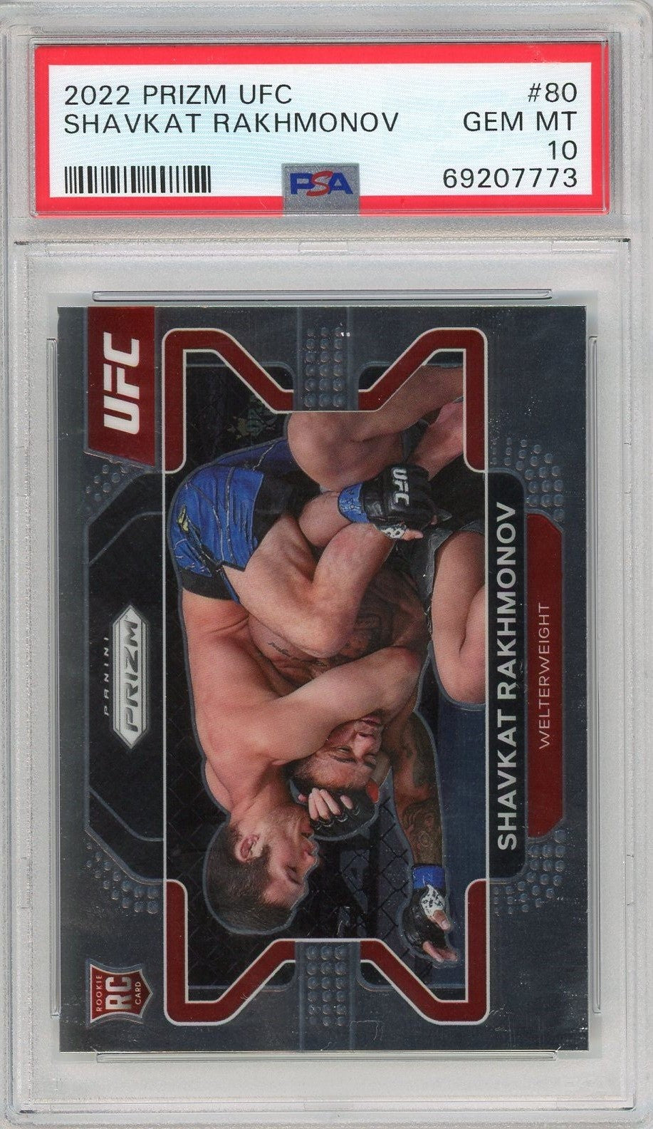 Graded 2022 Prizm UFC Shavkat Rakhmonov #80 Rookie UFC MMA Card PSA 10 Gem